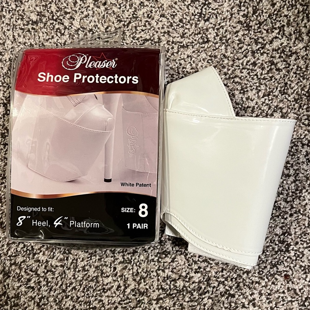 Pleaser 8” Boot Protectors - White Patent